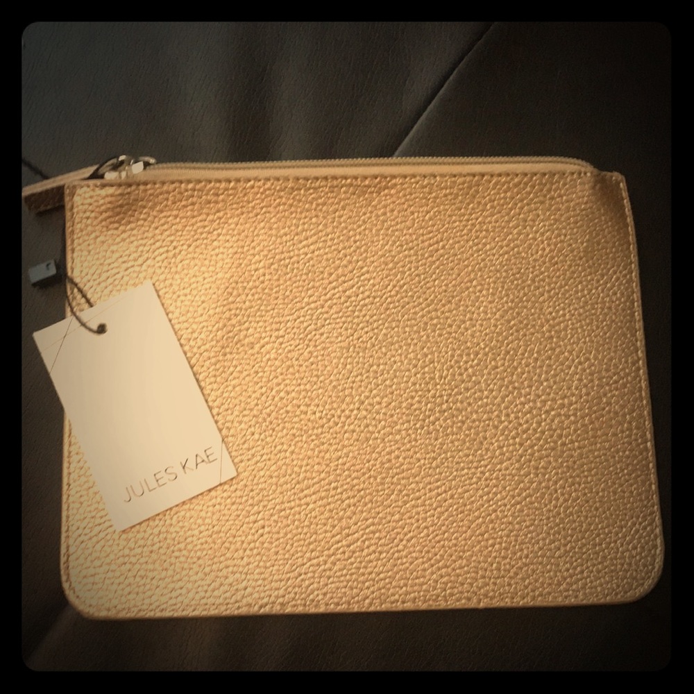 New never used Jules Kae Gold Clutch